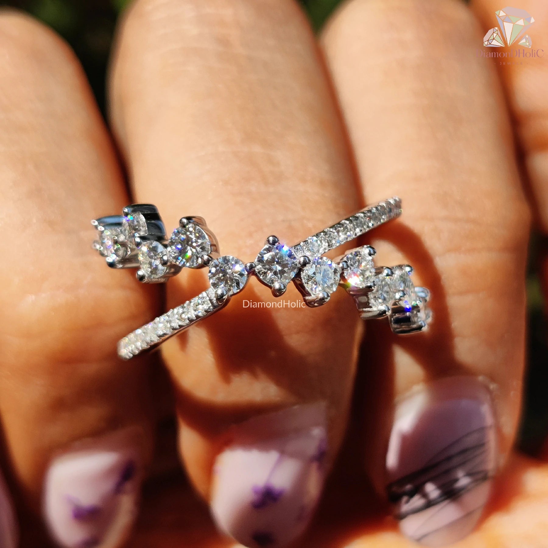 adjustable moissanite ring | moissanite ring white gold | open wrap moissanite ring
