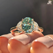 conflict free moissanite | unique green ring | moissanite heirloom ring

