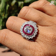 moissanite ring for women | pink moissanite ring | antique style moissanite
