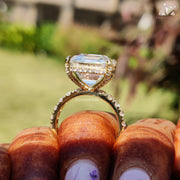 lab created diamond look | eco friendly engagement ring | moissanite custom ring
