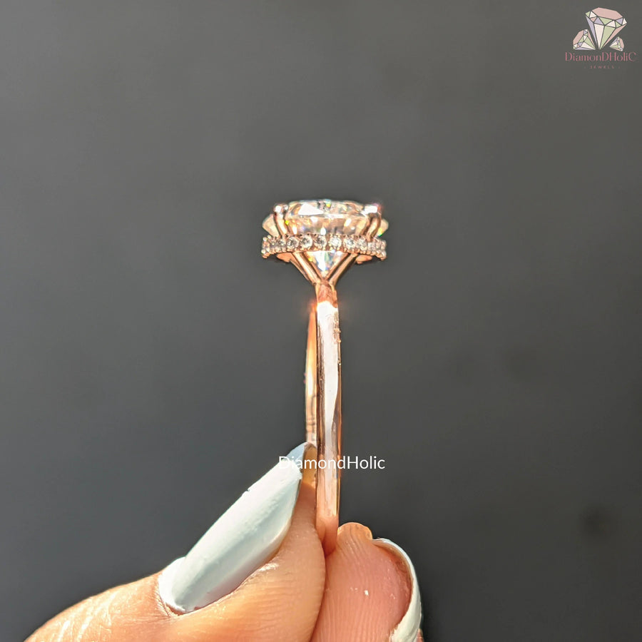 elegant moissanite ring | moissanite gold ring | radiant rose gold ring
