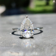 Wedding Gift Her | Pear Solitaire Ring | Moissanite Sparkle Band

