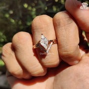 Modern Love Symbols | Triangle Bridal Set | Moissanite Ring Duo

