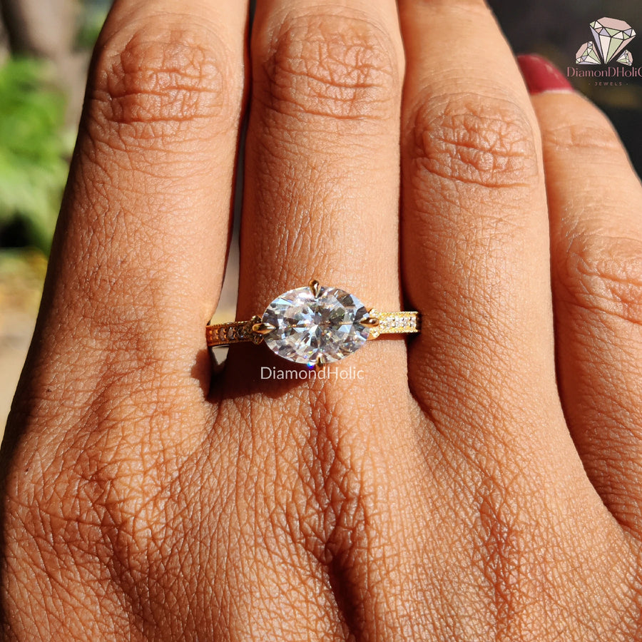 Sparkle with Style | Oval Pavé Ring | Moissanite Engagement Band

