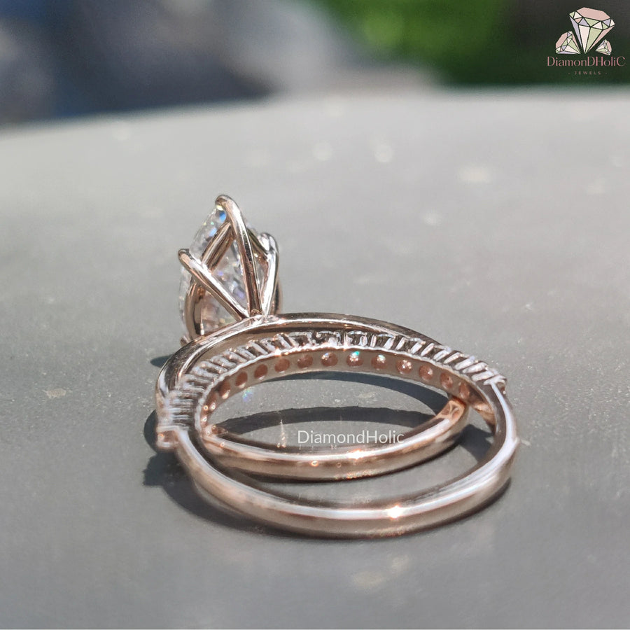 Moissanite Pear Cut Wedding Band