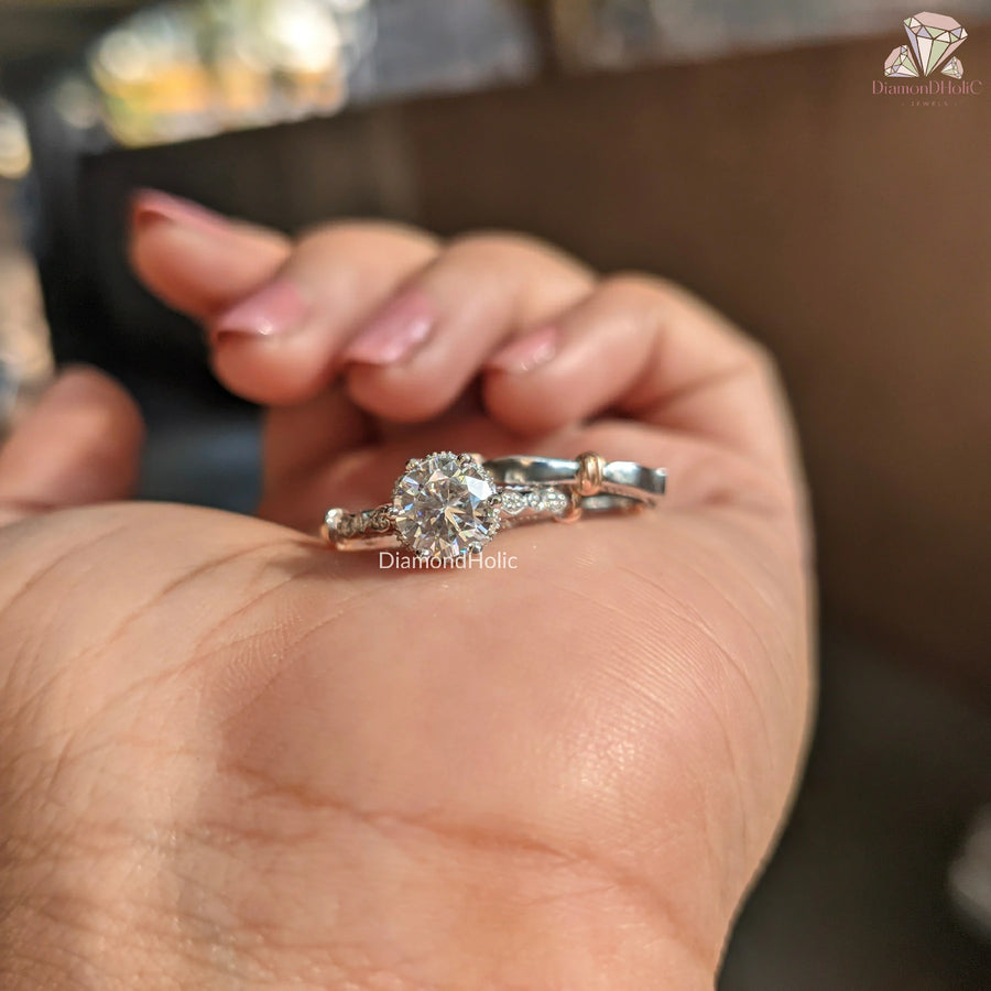 Elegant Round Cut Bridal Ring | Dazzling Moissanite Diamond Ring | Affordable Vintage Engagement Ring