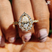 engagement ring gold | pear cut moissanite | moissanite ring for her
