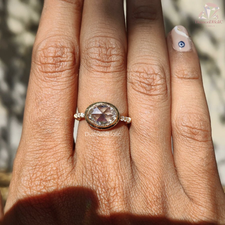 Full bezel Moissanite engagement ring
