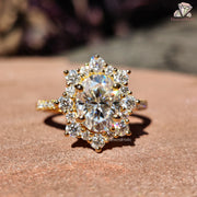 3ct moissanite ring | floral star ring | moissanite diamond halo
