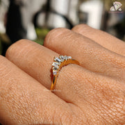 elegant chevron band | moissanite promise ring | gold plated moissanite
