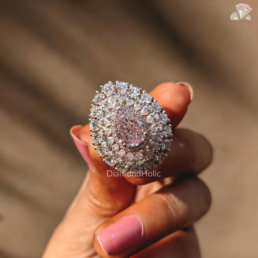 Baby Pink CZ Ring | Vintage Halo Style | Bridal Gift for Her

