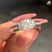 Round Cut Lab Grown Diamond Channel Setting Pave Engagement Ring
