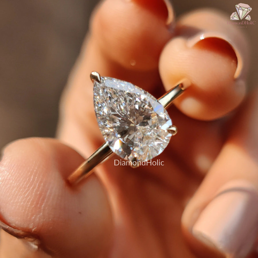 Dazzling Pear Cut Diamond Jewelry | Elegant Pear Cut Wedding Band | Stylish Lab Diamond Engagement Ring 