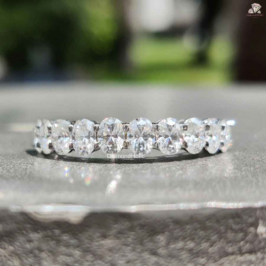 Half Eternity Moissanite Ring | Classic Oval Band | Wedding Ring Design

