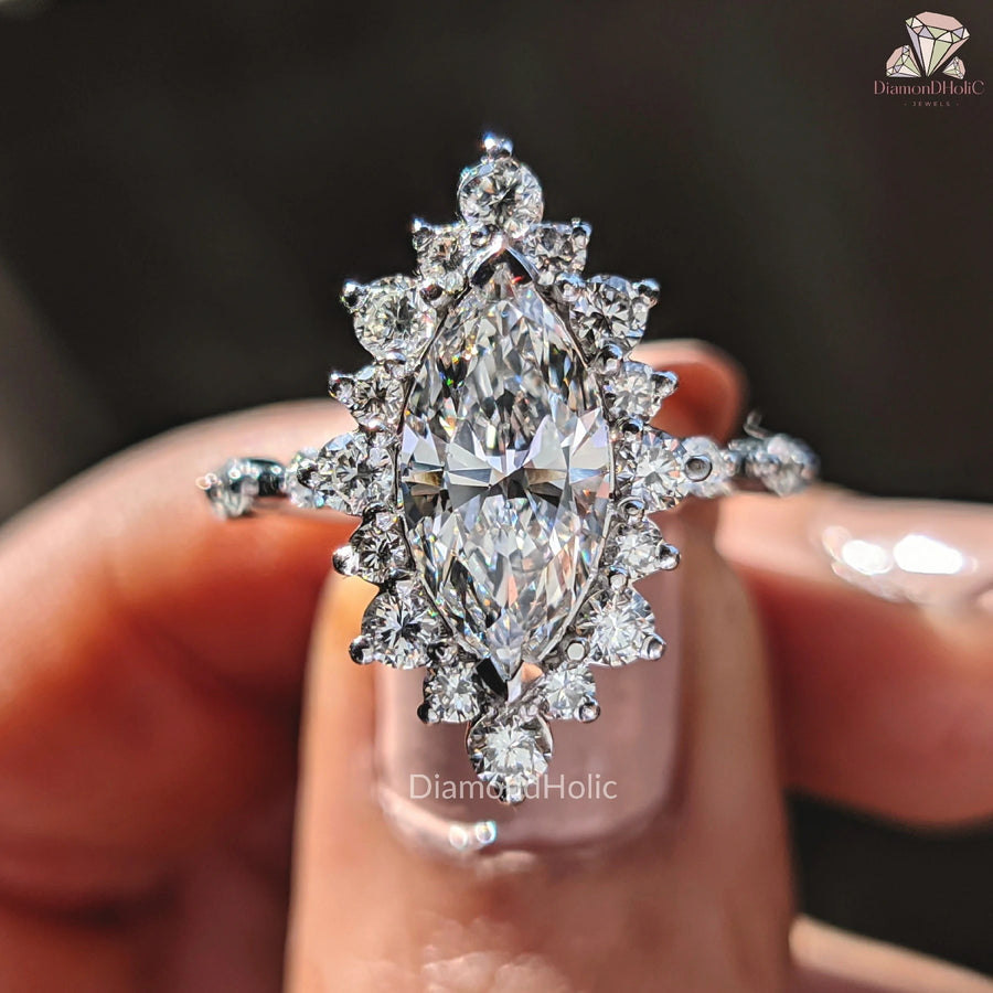 Elegant Diamond Ring | Halo Bubble Design | Moissanite Shine

