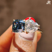 promise ring | romantic dual gem | radiant blue stone
