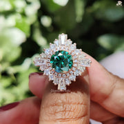 Round Green Moissanite Ring | Vintage Engagement Jewelry | Elegant Gift For Her

