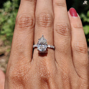 Pear Cut Moissanite Ring | Hidden Halo Engagement Band | Elegant Ring for Her

