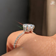 Cushion Cut Lab Grown Diamond Hidden Halo Engagement Ring