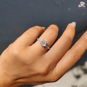 Cushion Cut Lab Grown Diamond Hidden Halo Engagement Ring
