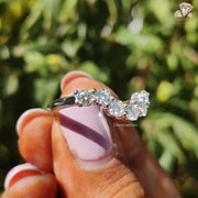v shaped wedding band | moissanite contour ring | ethical diamond band
