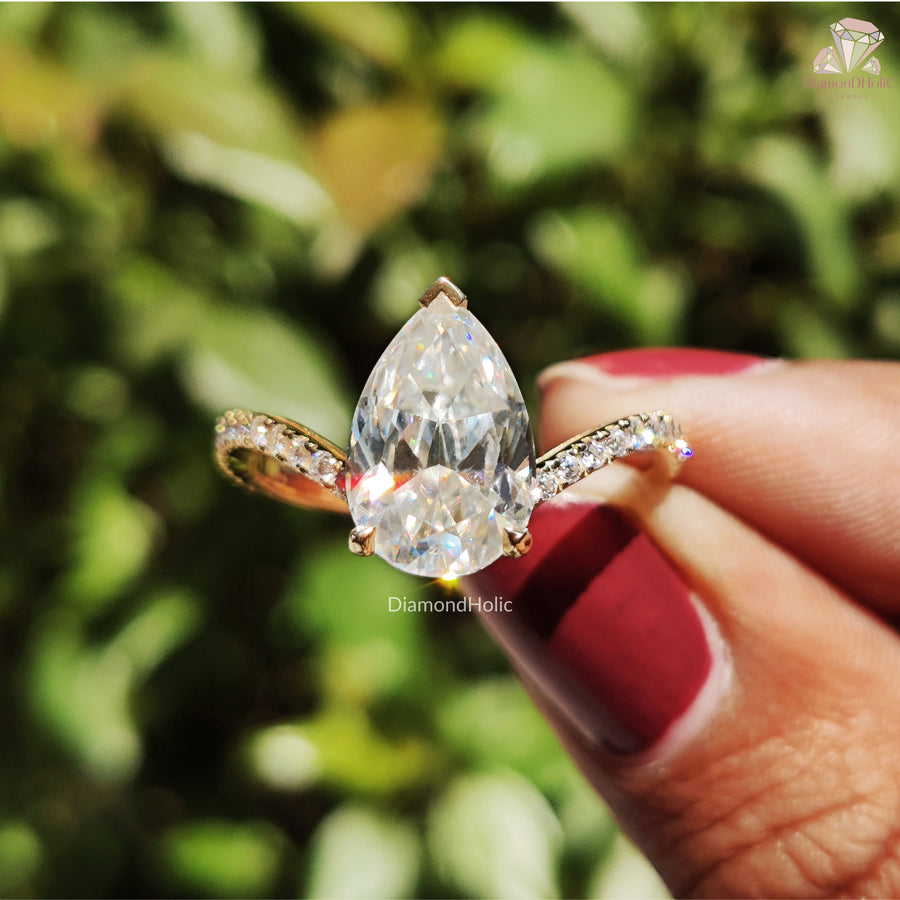 Moissanite Ring for Love | Pear Cut Diamond Design 