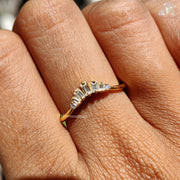 moissanite chevron band | cz baguette ring gold | unique gold ring

