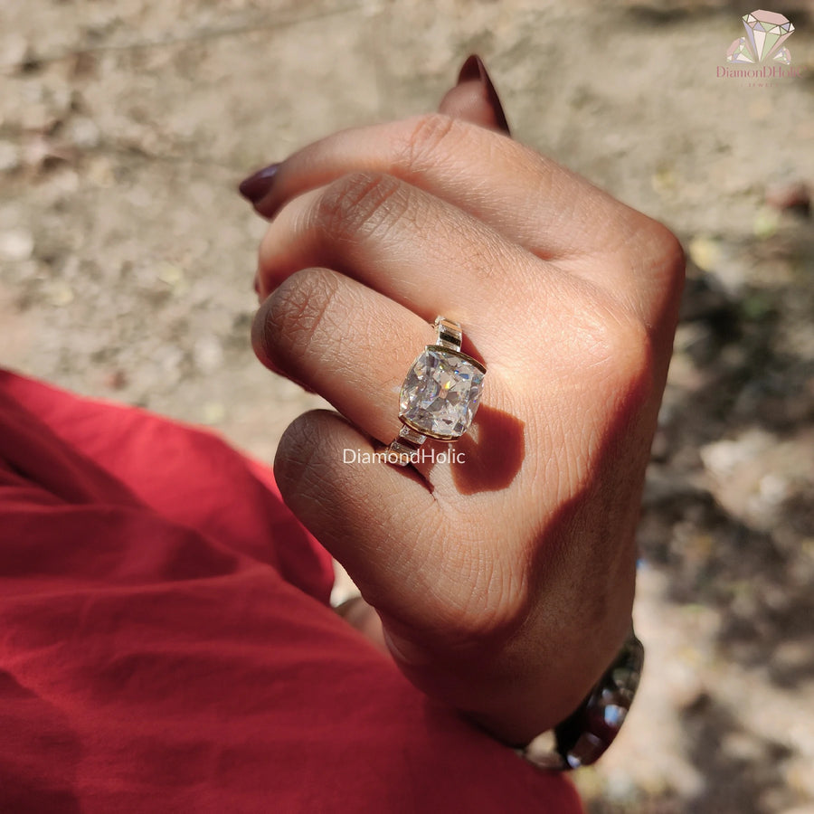 art deco moissanite ring | old cut moissanite | moissanite promise ring
