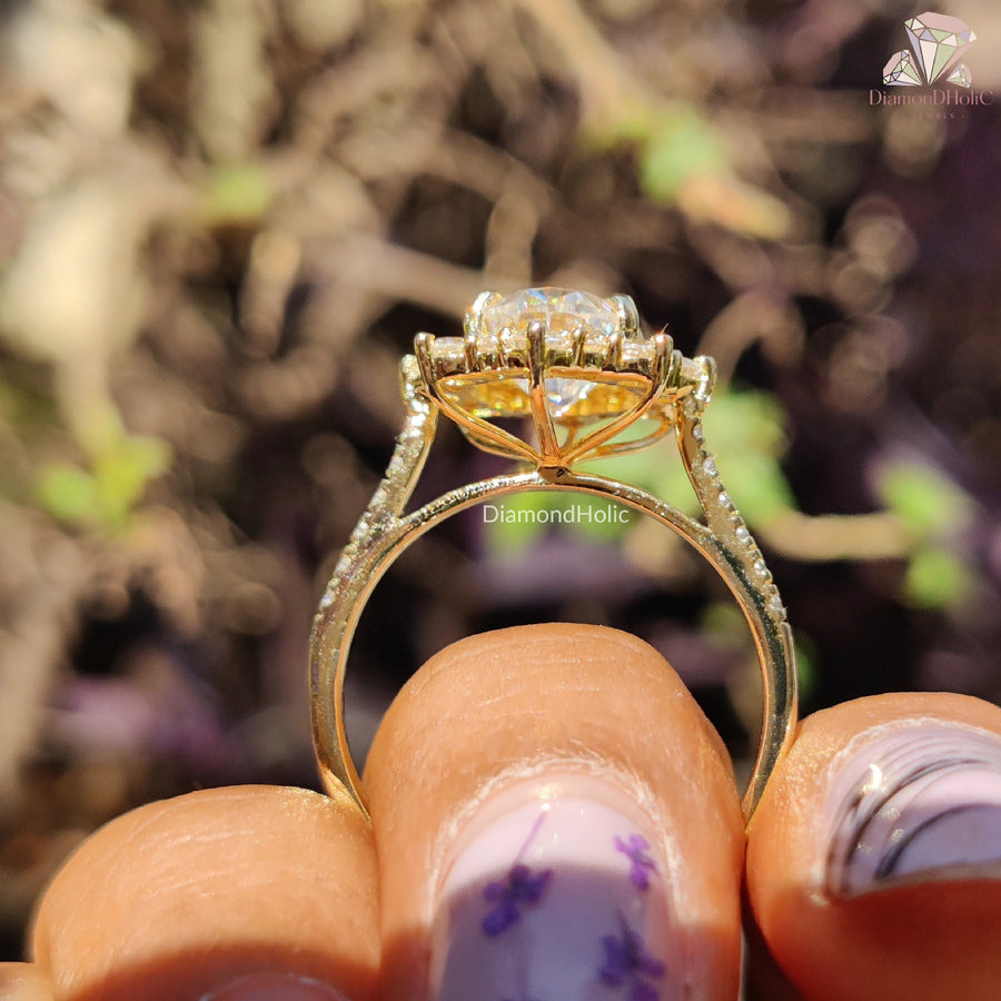 oval cut center stone | unique moissanite jewelry | gold moissanite ring

