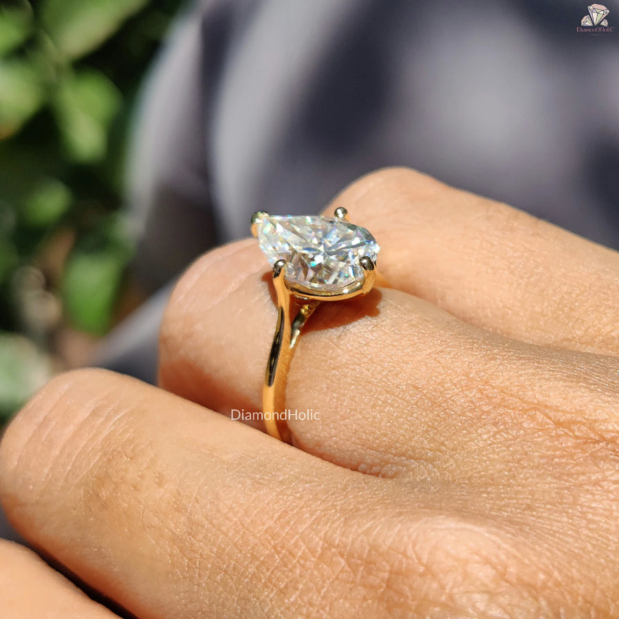 Moissanite Engagement Ring | Dainty Pear Cut Jewelry | Classic Bridal Ring

