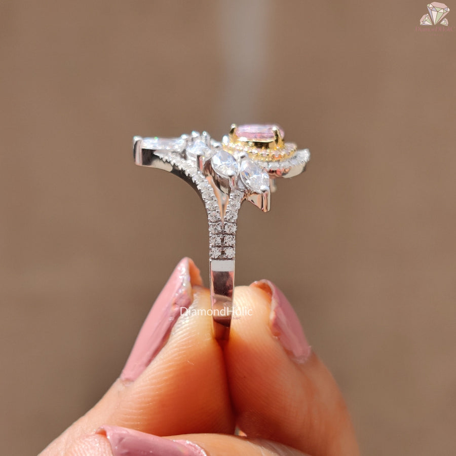 Heart Shape Pink Engagement Ring