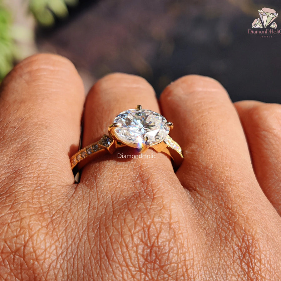 Brilliance in Every Detail | Oval Engagement Ring | Pavé Accent Band

