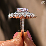 Pear CZ Wedding Ring | Double Halo Glam | Elegant Pave Design

