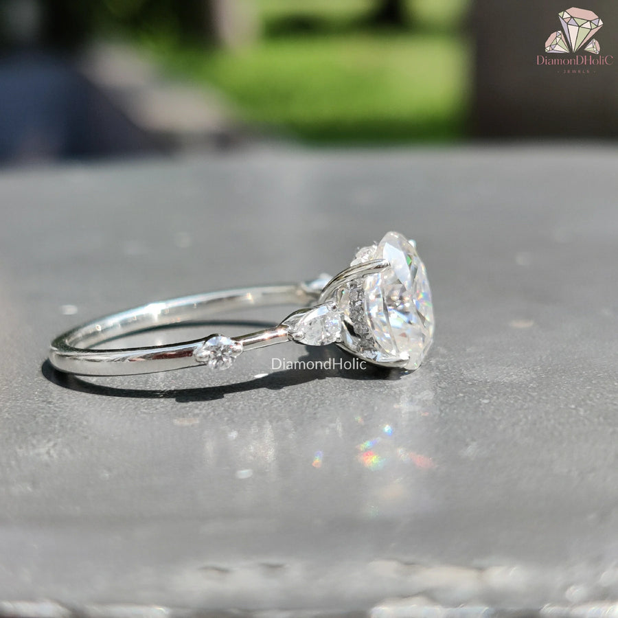 Handmade Bridal Jewelry | Oval Cut Wedding Band | Custom Moissanite Proposal Ring 
