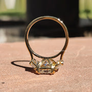 Radiant Cut with Half Moon Side Stone Moissanite Ring – Three-Stone