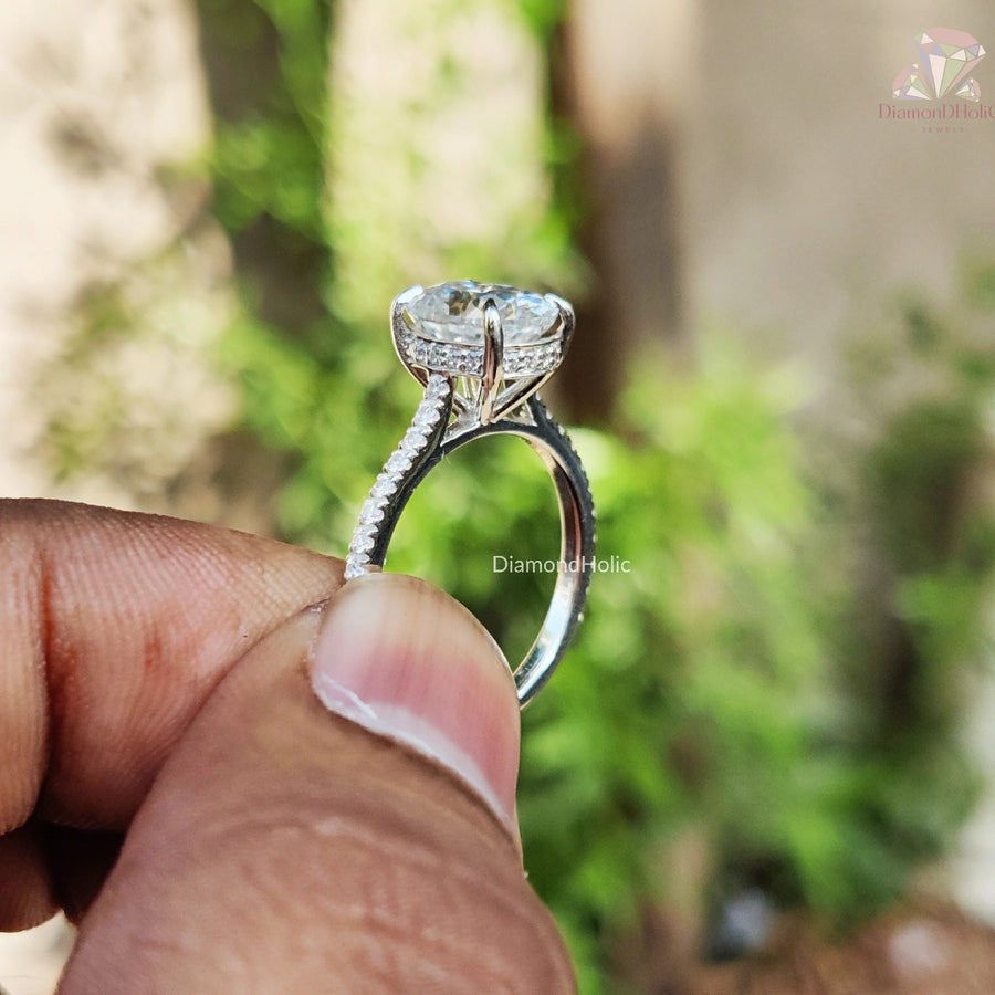 Moissanite Ring for Women | Elegant Oval Cut Band | Pave Gift Ring

