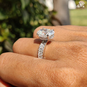sparkly engagement ring | moissanite wedding band | 2 piece bridal set
