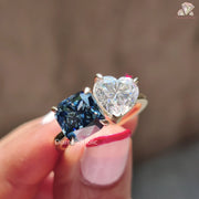 heart cut solitaire | two gem ring | contemporary love ring
