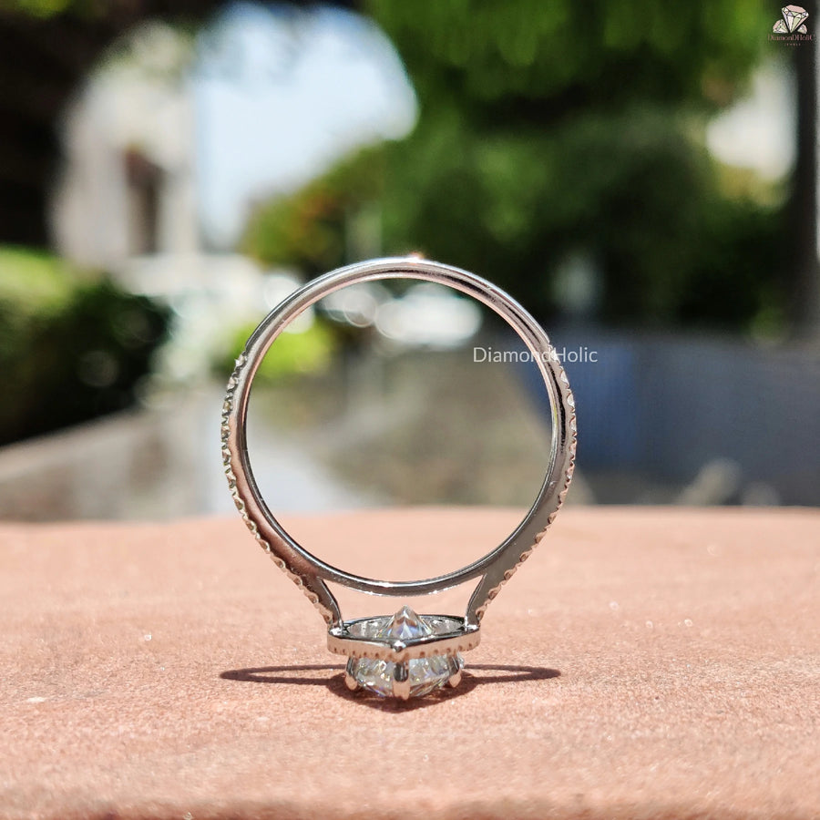 Romantic Diamond Look Ring | Halo and Pave Style | Gift for Her

