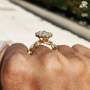 sunflower diamond ring | marquise cut halo | brilliant sparkle ring
