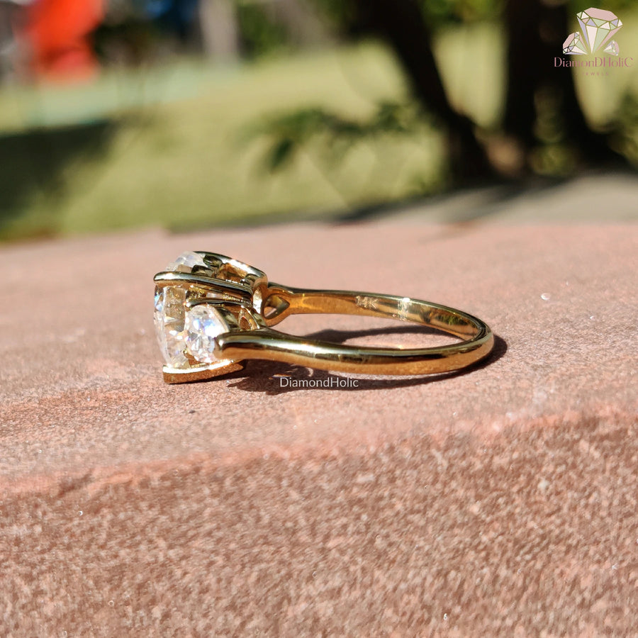 moissanite engagement ring | heart shape moissanite | pear diamond look ring
