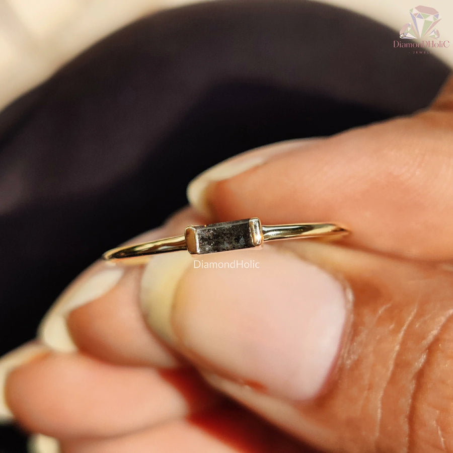 raw diamond band ring | minimal fine jewelry | gold promise ring
