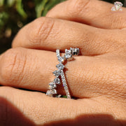 sparkling moissanite ring | open diamond band ring | bridal moissanite ring
