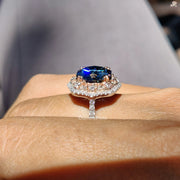 Vibrant Moissanite Jewelry | Blue Diamond Ring | Wedding Band Rose Gold

