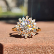 Round Centre Stone Moissanite Cluster Engagement Ring