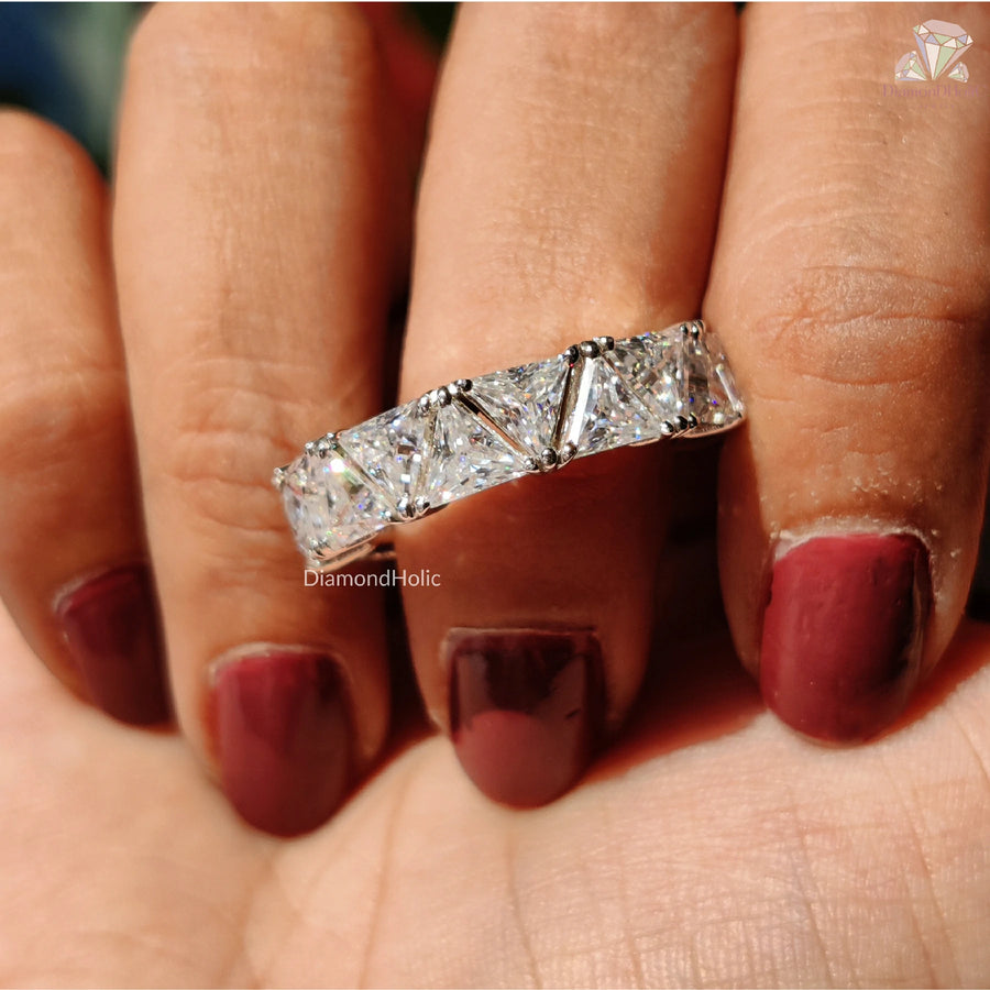 unique moissanite band | handmade anniversary ring | statement bridal ring
