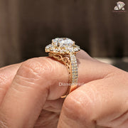 cushion diamond center | romantic engagement ring | handmade lab ring
