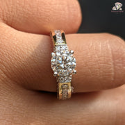 Round Cut Lab Grown Diamond Channel Setting Pave Engagement Ring