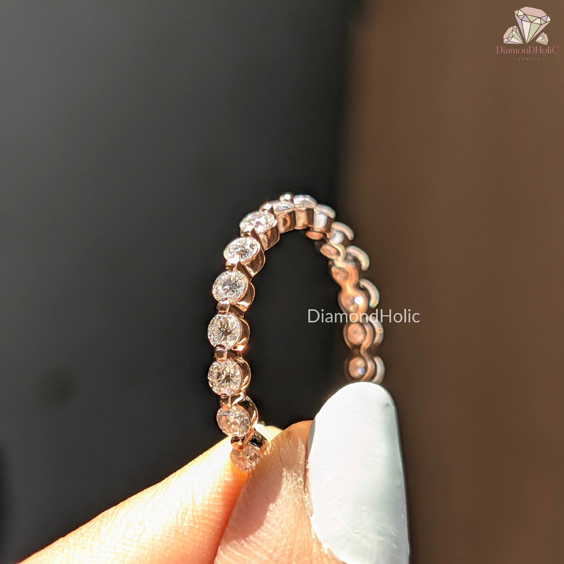 moissanite eternity ring | rose gold moissanite band | full eternity ring

