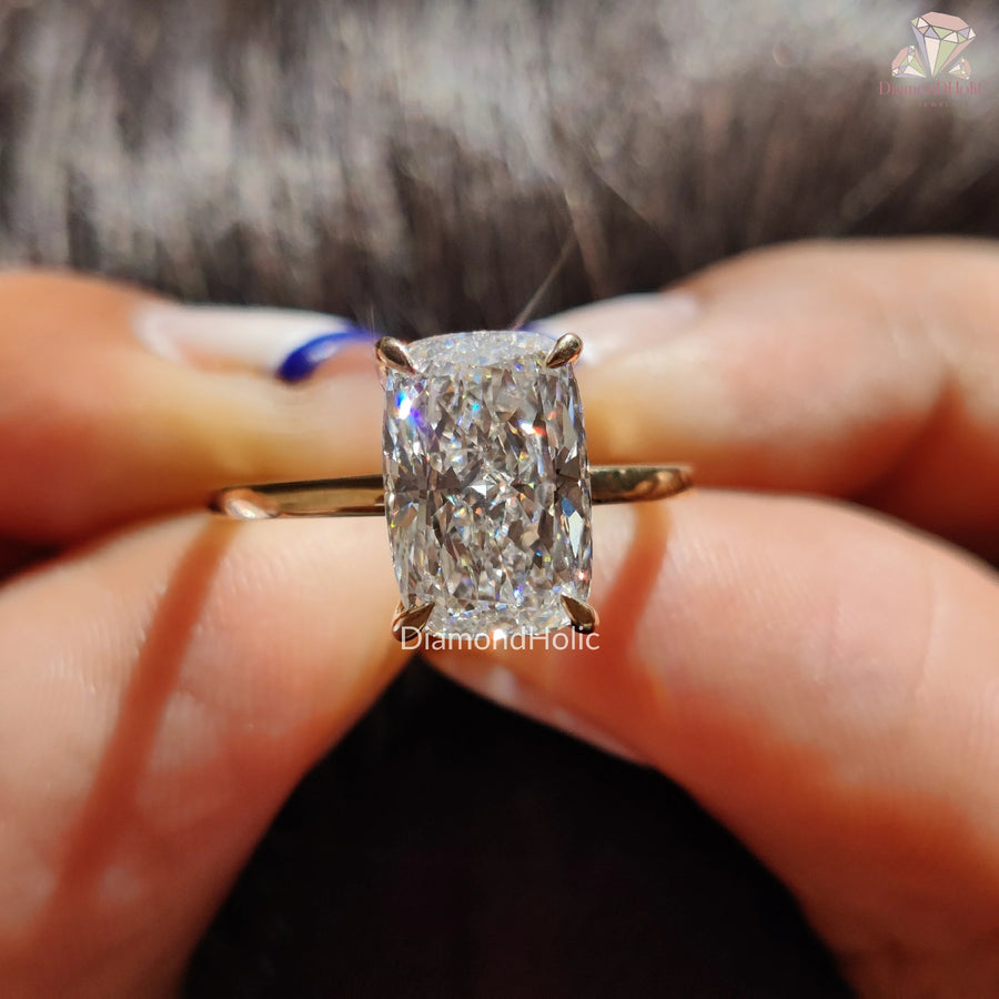 timeless lab diamond ring | certified cushion diamond | ethical engagement ring

